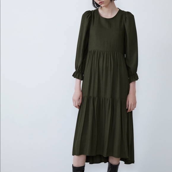 zara pleated midi dress